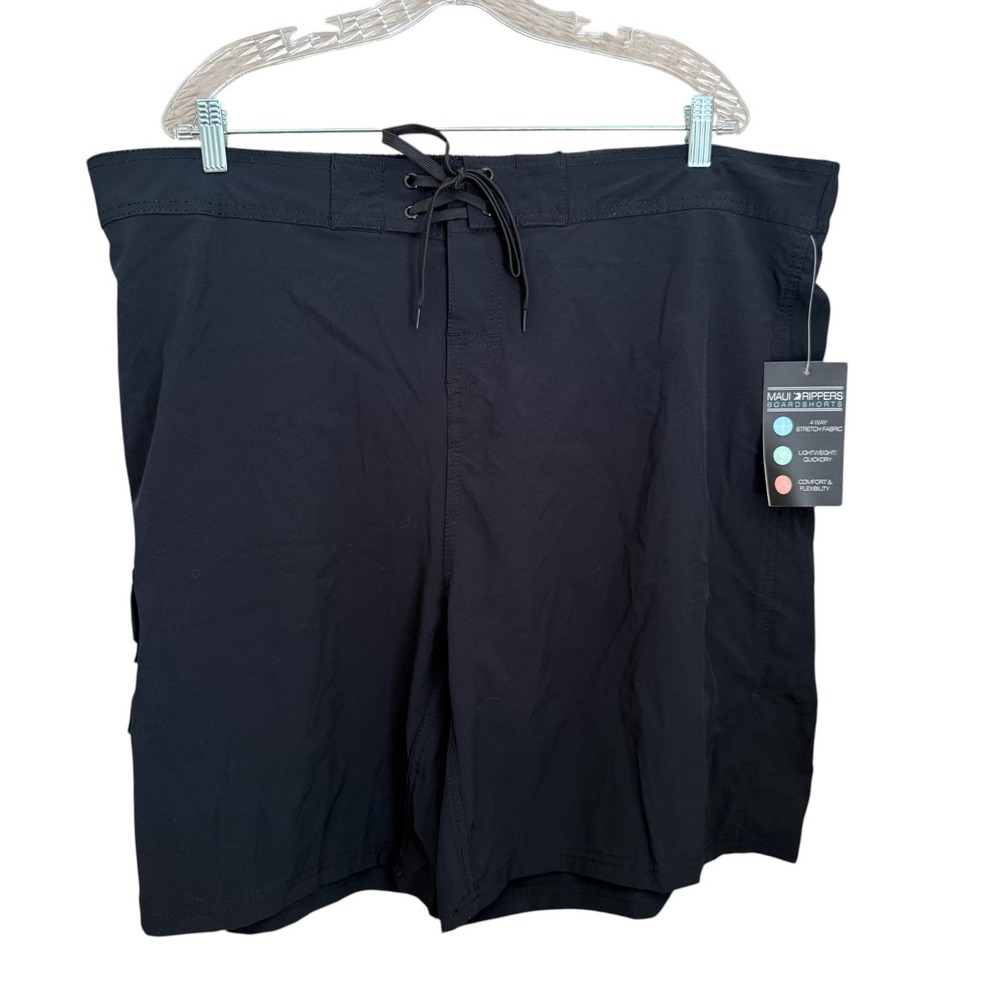 Maui Rippers Mermaids Board Shorts Black 3X NWT 4 Way Stretch Swim Beach Surfing